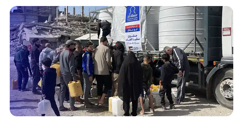 Five Water Trucks Deliver Safe Water to Displaced Families in North Gaza